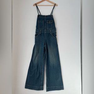 Adam Et Rope womens blue dark was denim overalls wide leg size French 38 US Med